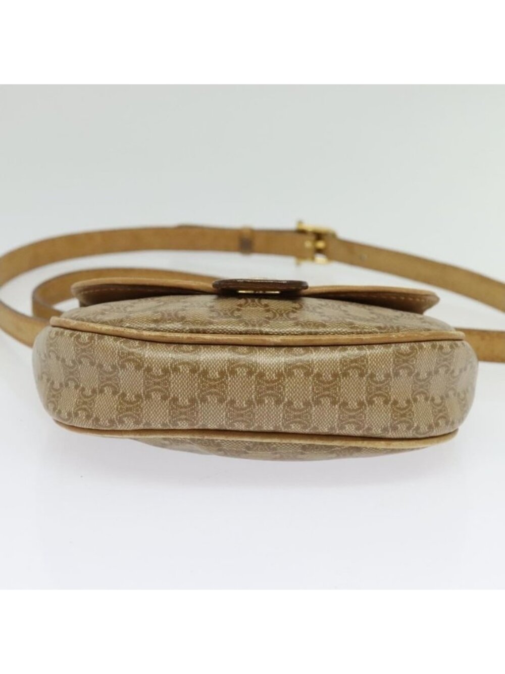 Authentic CELINE Macadam Canvas Shoulder Bag PVC Beige Gold - Picture 16 of 16